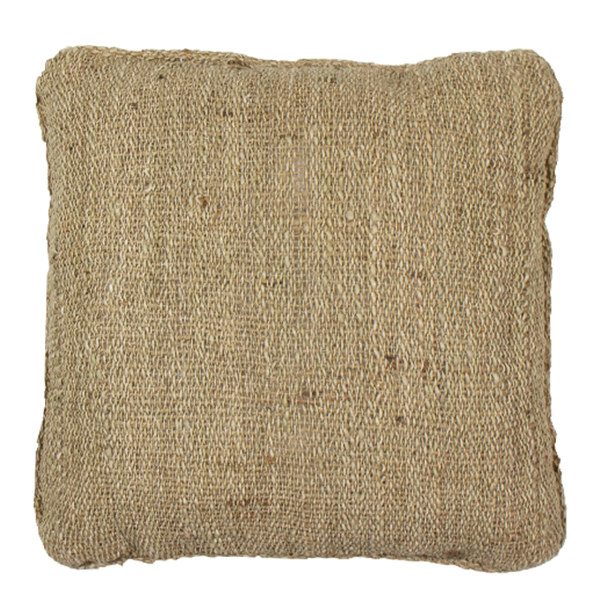 Cojín Café Jute 40X40 Con Cordón En Los Lados