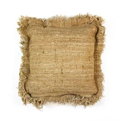 Cojín Café Jute 40X40 Con Fleco En Los Lado