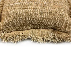 Cojín Café Jute 40X40 Con Fleco En Los Lado