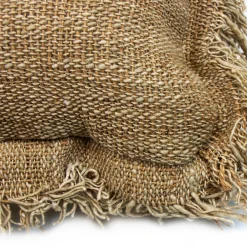 Cojín Café Jute 40X40 Con Fleco En Los Lado