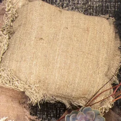 Cojín Café Jute 40X40 Con Fleco En Los Lado