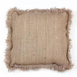 Cojín Jute 55X55 Con Fleco En Los Lados