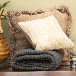 Cojín Jute 55X55 Con Fleco En Los Lados