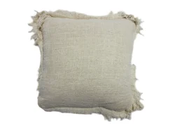 Cojín Natural Beige 40X40 Con Fleco En Los Lados