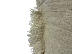Cojín Natural Beige 40X40 Con Fleco En Los Lados
