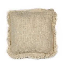 Cojín Natural 40X40 Con Fleco En Los Lados