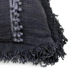 Cojín Negro Carbón 40X40 Con Cordón En Los Lados