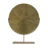 Escultura De Disco Metálico Dorado
