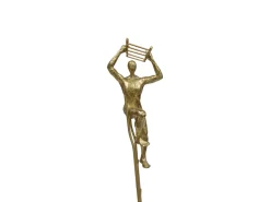 Escultura Hombre En Escalera Acabado Oro