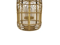 Farol Bohemio De Bambú Y Asa De Cuero II