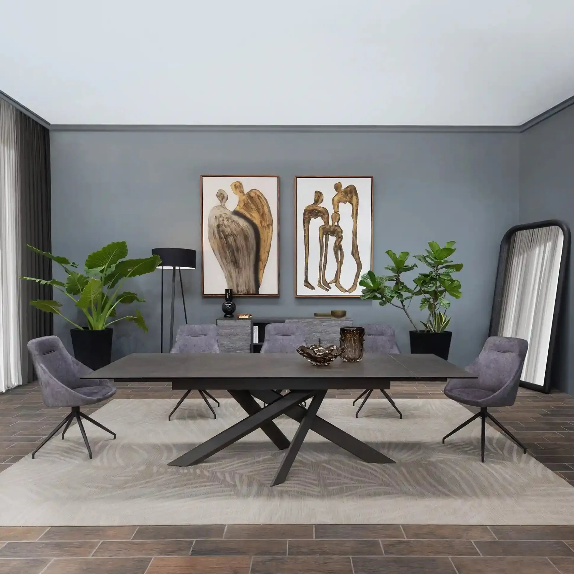 Mesa Con Extensión Westbourne + 6 Sillas Giratorias Westbourne