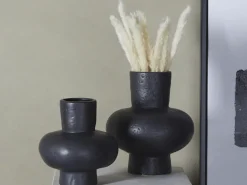 Set 2 Jarrones De Ceramica Calabaza Negro