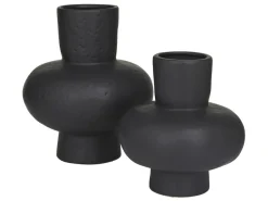 Set 2 Jarrones De Ceramica Calabaza Negro