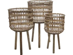 Set 3 Maceteros Bambú Tejidos