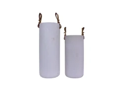 Set De 2 Envases Con Asas De Cuero