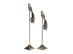 Set De 2 Esculturas Aves Plata