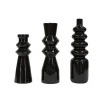 Set De 3 Floreros Cerámica Negro