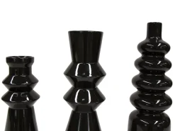 Set De 3 Floreros Cerámica Negro