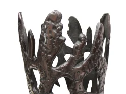 Set De 2 Floreros Decorativos De Metal Texturizado En Acabado Negro