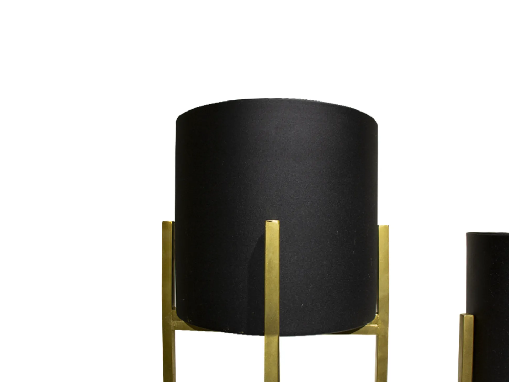 Set De 2 Maceteros Negro Con Dorado Pedestal