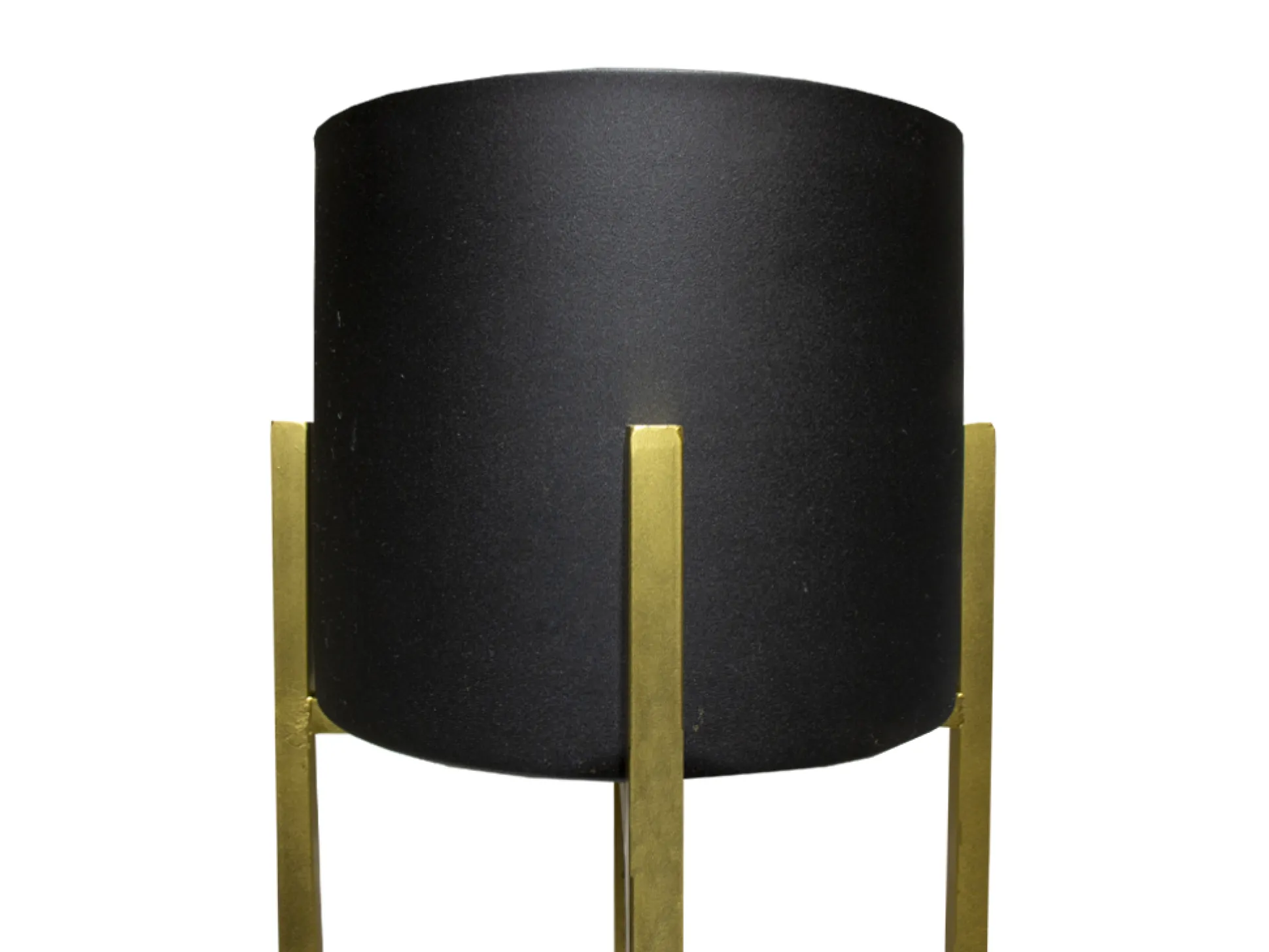 Set De 2 Maceteros Negro Con Dorado Pedestal