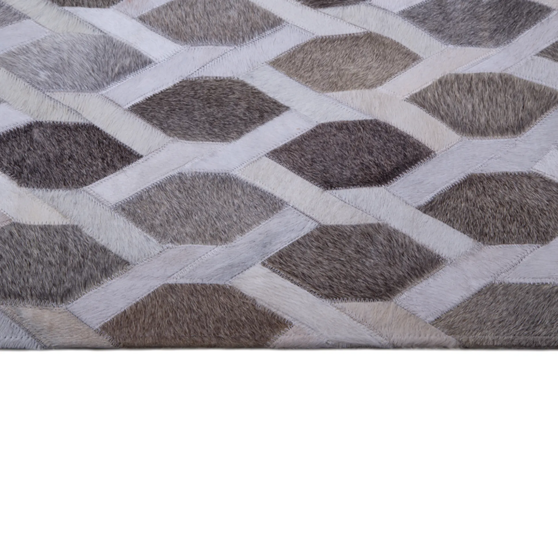 Tapete Cow Hide Rug Chain Lt Grey